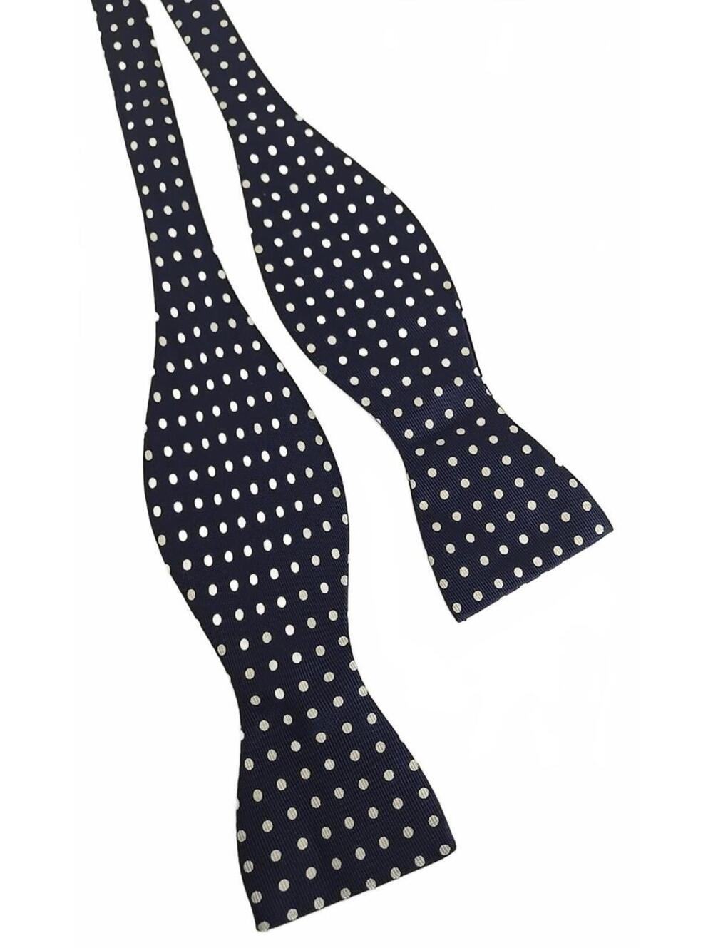 Polo Ralph Lauren Silk Adjustable Self Tie Bow Tie Blue Polka Dot Italy Vintage